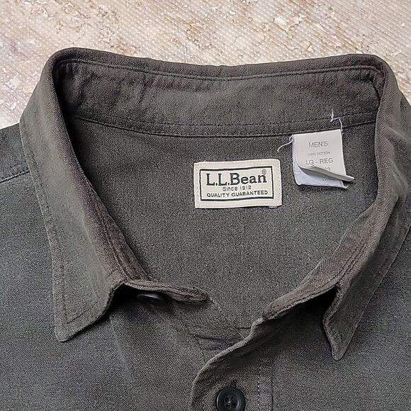 L.L. BEAN MENS THICK COTTON BUTTON DOWN SHIRT SIZE LARGE - Picture 3 of 5